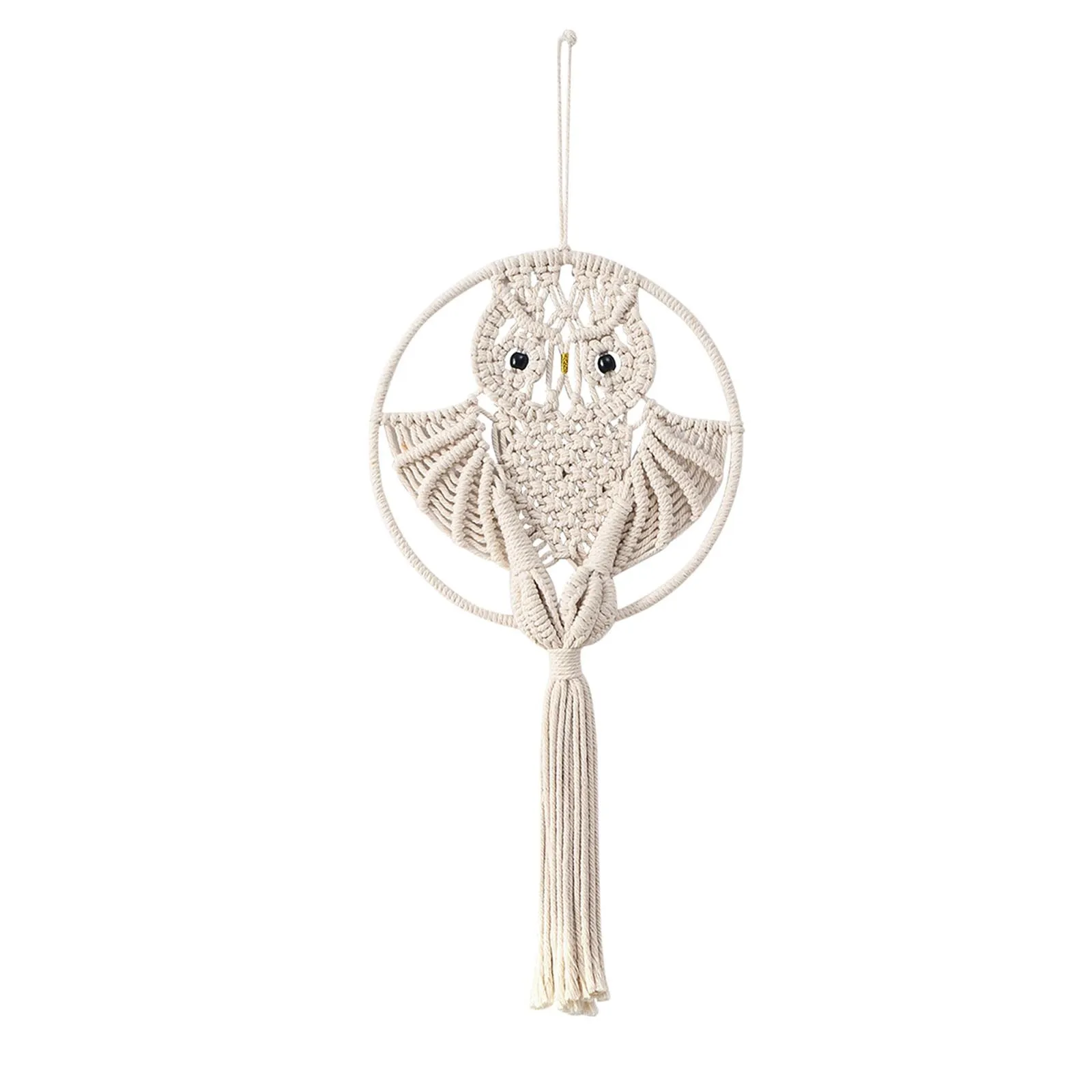 Плетеная вручную Сова Ловец снов основной цвет Хлопковая веревка настенный