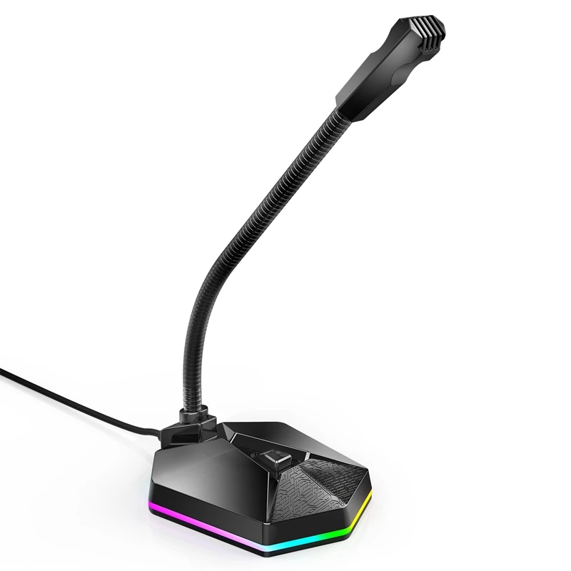 Настольный емкостный микрофон USB шумоподавление компьютерный с RGB светильник