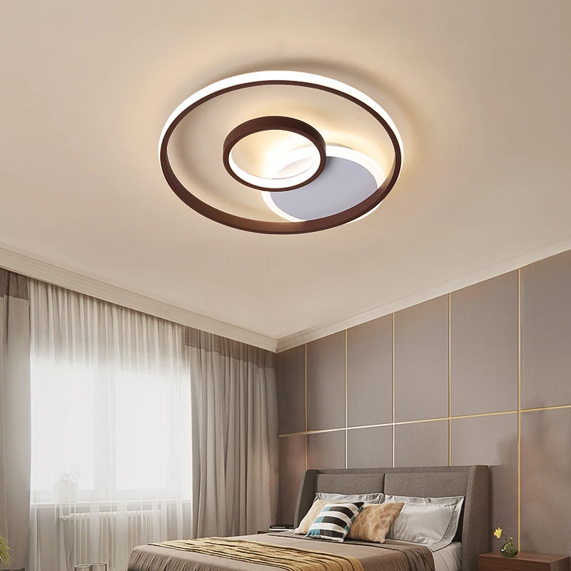 

Luminaires Modern Led Ceiling Lights coffee color Led Round Ceiling Lamp For Bedroom Living room Dining room study Light Fixture