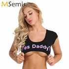 Женская сексуальная короткая мини-футболка, Эротическая школьная блузка с буквенным принтом для девочек, летние модные короткие топы, майки для косплея для ночного клуба, рейва