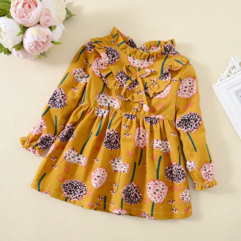 Летняя одежда для маленьких девочек мини-юбки до колен с длинным рукавом Детские