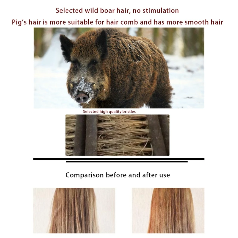 

Bristle Hair Brush Plastic Handle, Hair Comb Oval Anti-Static, Massage Detangling Comb (1 PCS)