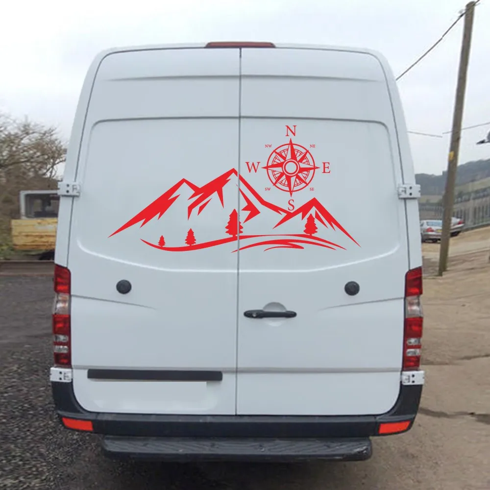 

Camper Graphic Car Red Compass Last Longer Mountain Removable SUV Tree
