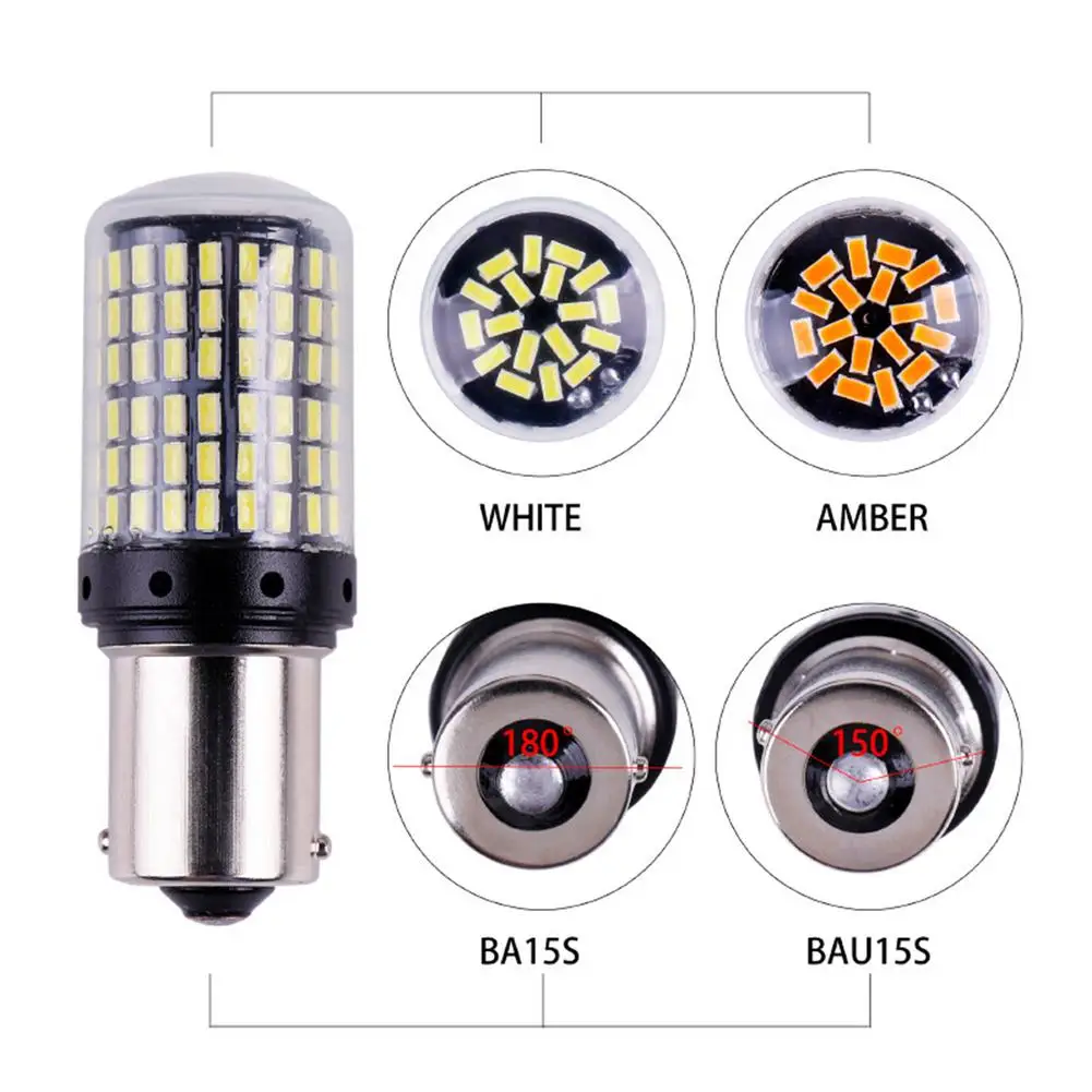 

Car Turn Signal Light Decoding Anti-flicker Lamps For Turning SMD 3014 LED AC12V-24 7440 1156BAU15S 1156BA15S Car Accessories