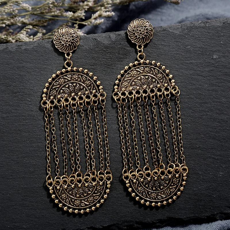 Женские Висячие серьги оверсайз классические овальные с металлической