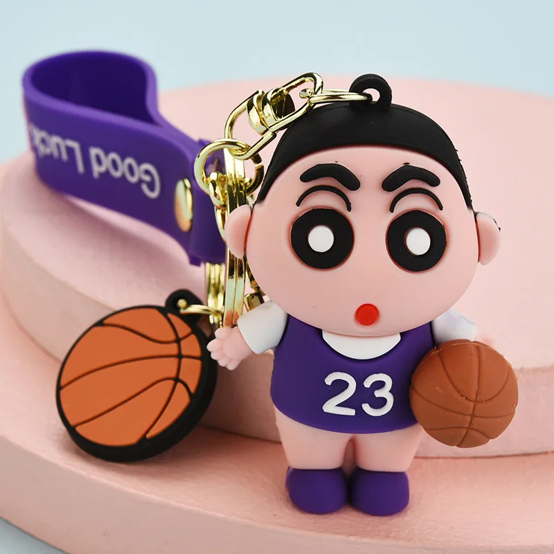 

Cartoon Epoxy Crayon Shinchan Keychains Basketball Boy Doll School Bag Pendant Crane Machine Gifts Mobile Phone Accessories