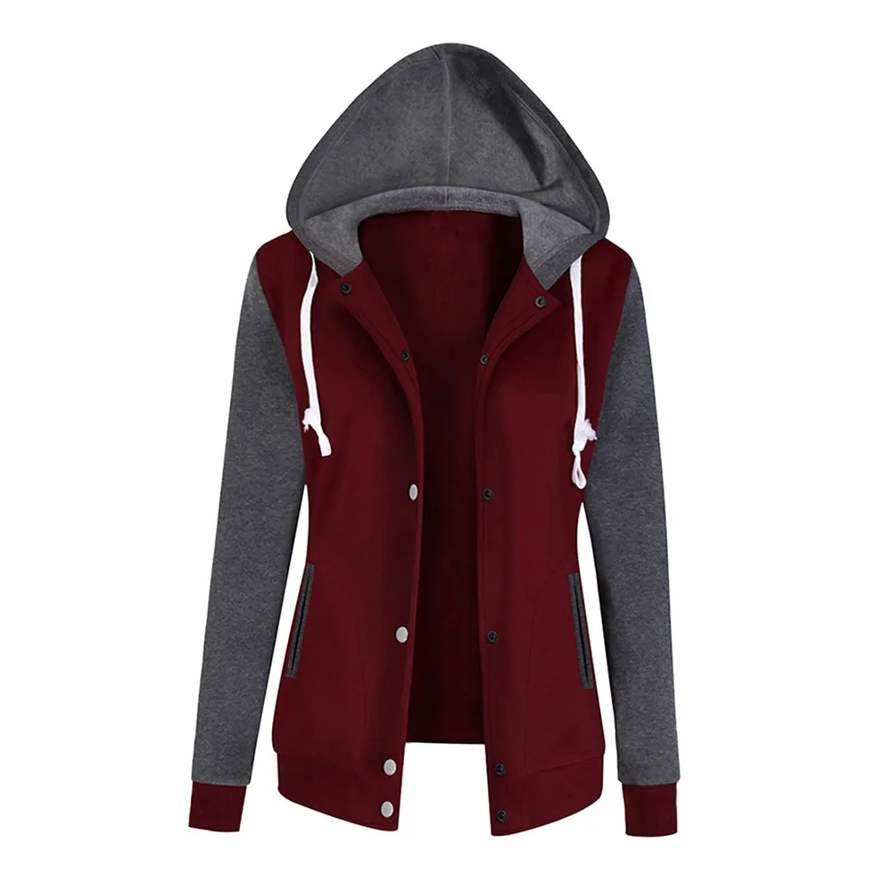 JAYCOSIN Fashion Ladies Solid Long Sleeve Sweatshirt Chic Casual Elegant Baseball Sport Comfortable Hooded Pullover Tops | Женская