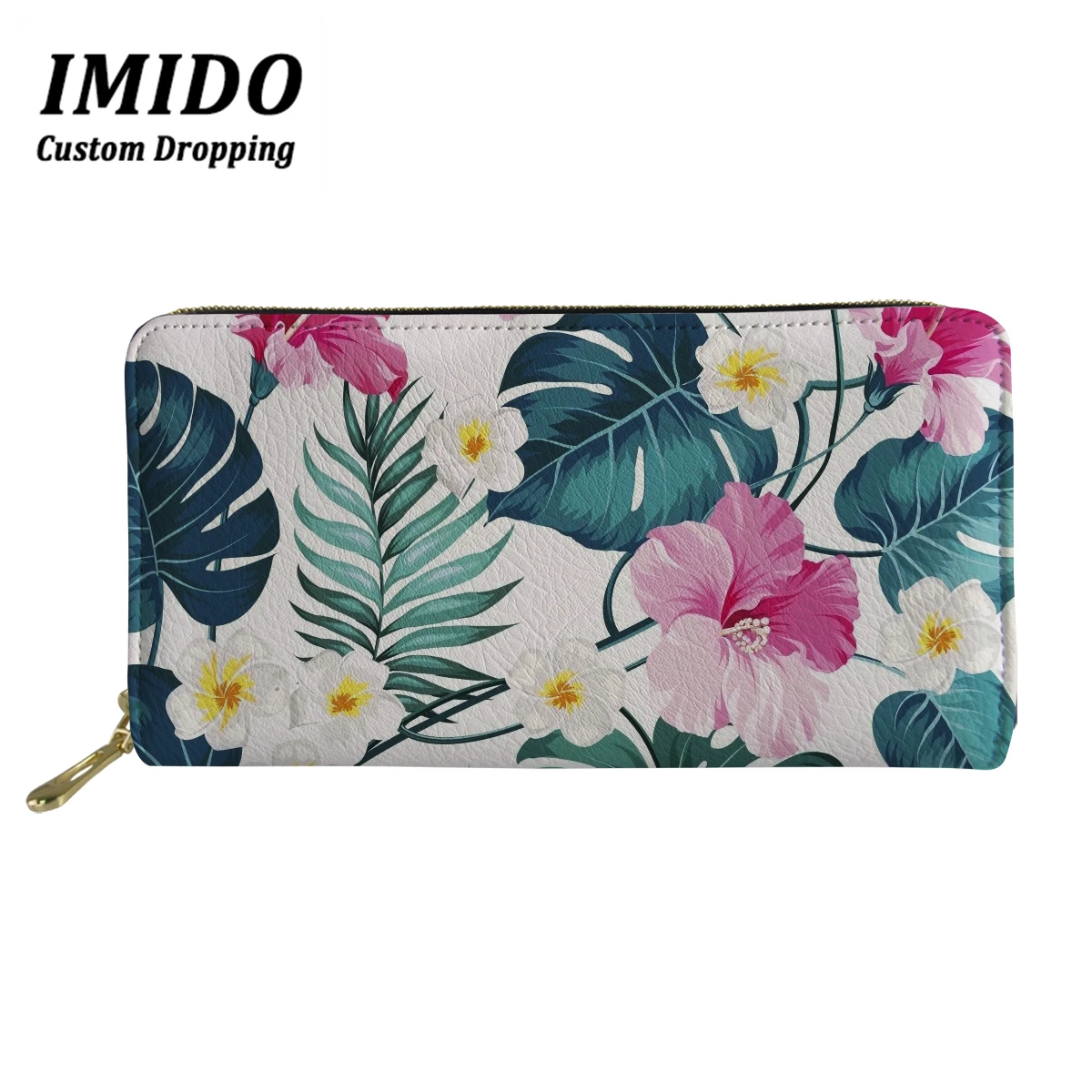 2019 кожаные женские кошельки с принтом пальмового дерева дамские на застежке