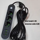 Удлинитель с 2 круглыми контактами, 5 м, универсальный сетевой фильтр гнездо для шнура удлинителя с 3 USB-разъемами