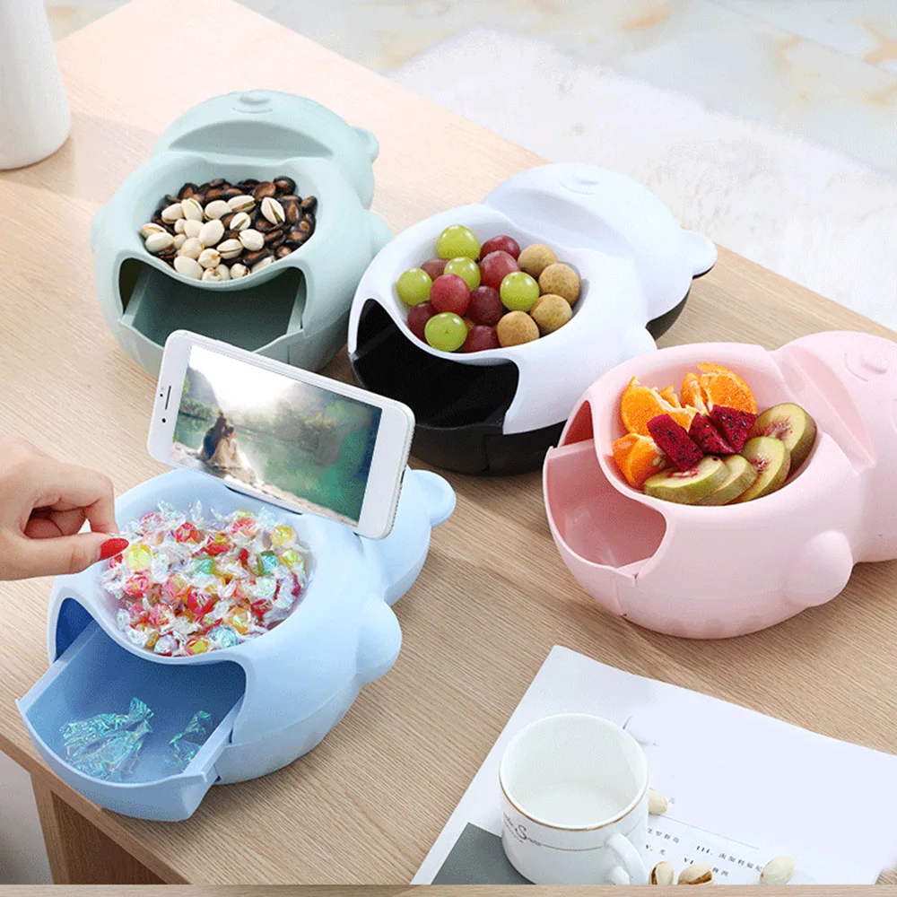 Милый мультяшный медведь двойной ящик Фруктовая тарелка ленивый фруктовый