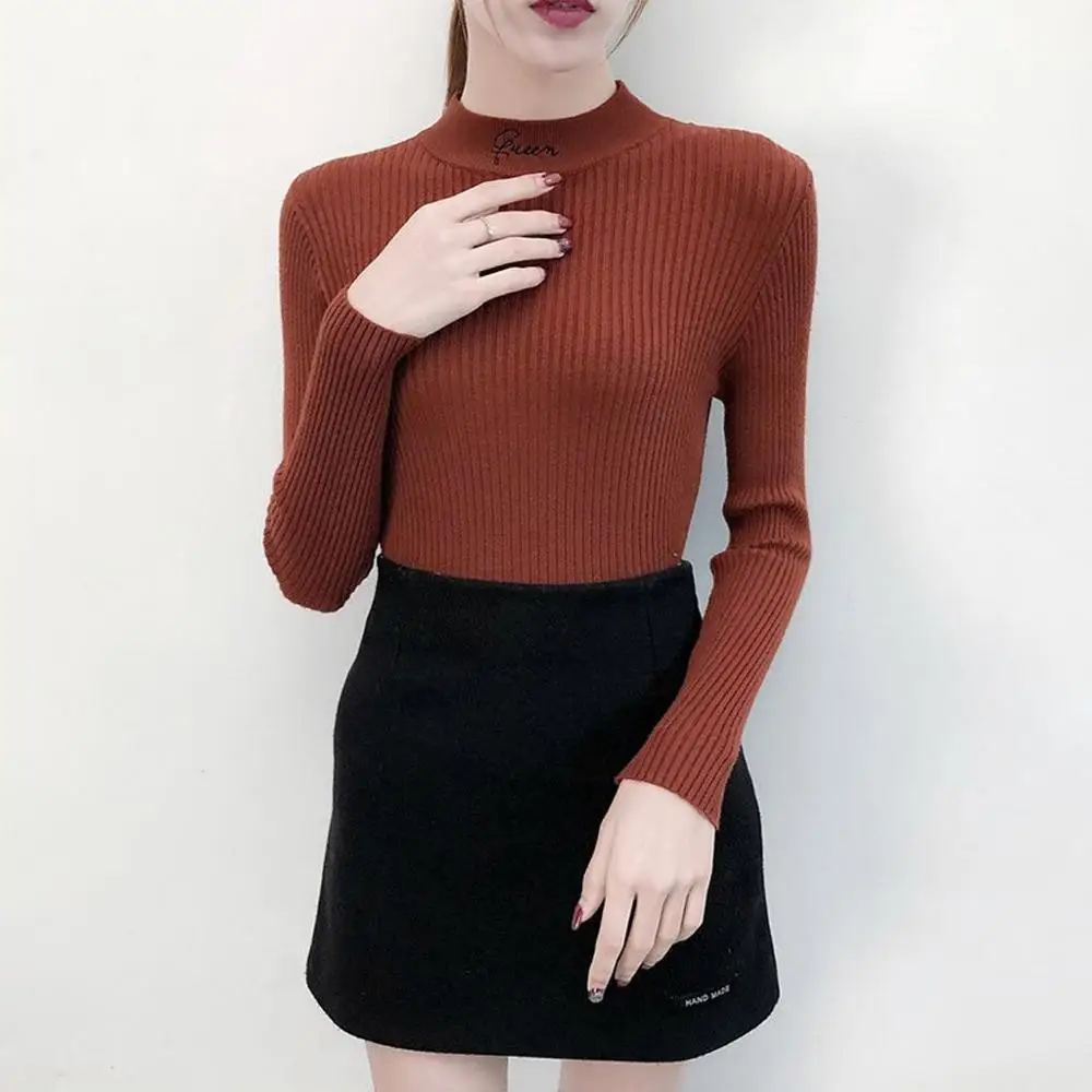 Fashion womens sweaters 2019 winter O-Neck Pullovers Solid long sleeve white and black tops Femme Clothing | Женская одежда