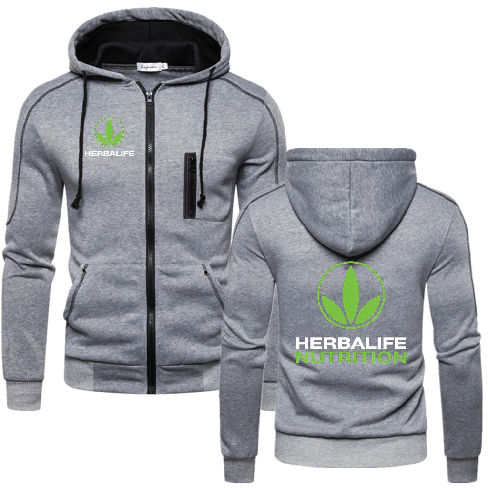 Latest HERBALIFE NUTRITION Logo Print 2021 Men's Zipper Cotton Fashion Hooded Coats Harajuku Man Sweatshirt Decal Leisure Tops | Мужская
