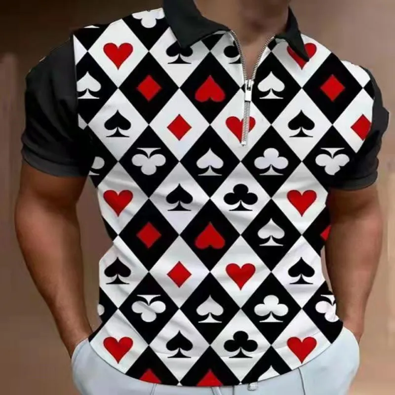 

High Street Mens Polo Shirt Patchwork Short-Sleeve Slim Fit Tee Shirt Male Clothing Tops Casual Shirts 2021 New Man Polo Shirt