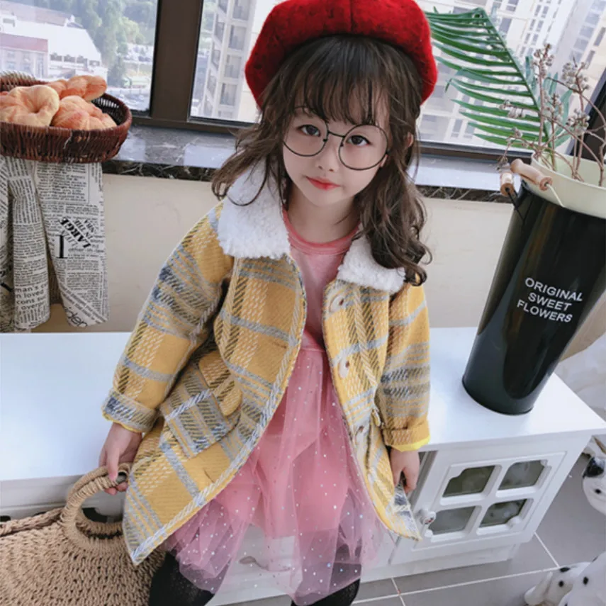 Новая детская одежда зимние клетчатые пальто для маленьких девочек куртки