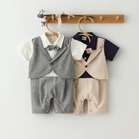 newborn boy clothes romper summer baby suit bow tie boys formal party clothing outfit infant 1st birthday dress new born outfits