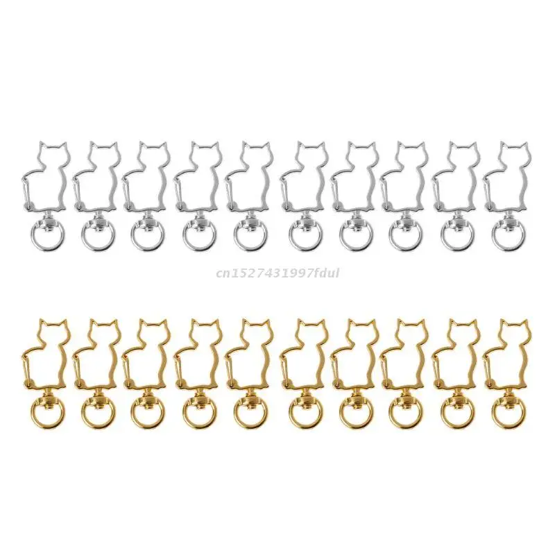 

10Pcs Cat Metal Swivel Clasps Lobster Snap Clasp Hook Keychain Jewelry Making