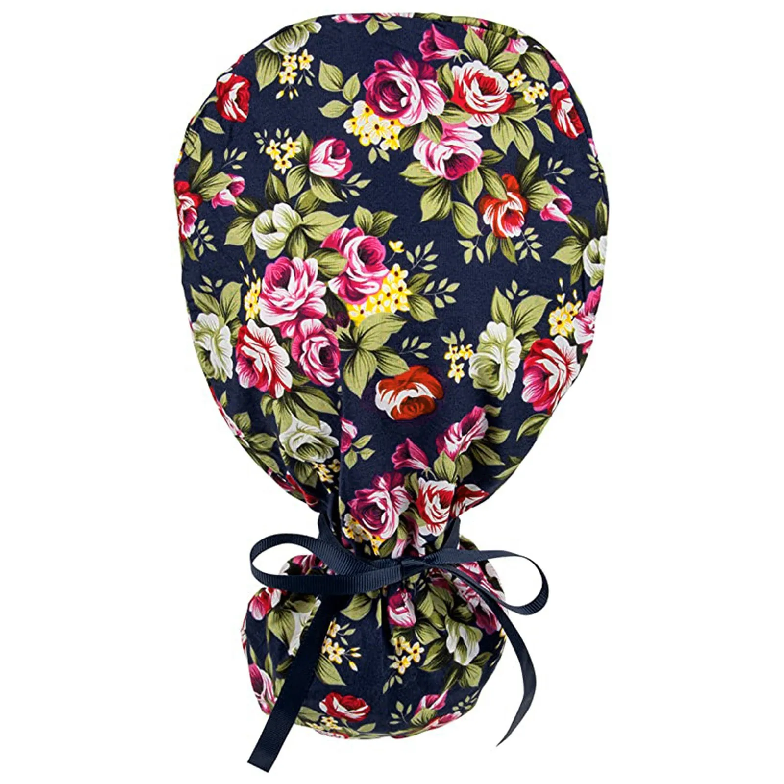

Unisex Cotton Cartoon Print Hats With Buttons Bouffant Adjustable Caps Beauty Salon Frosted Cap Lab Working Hat Pet Shop Cap