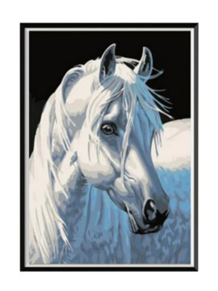 

5D Diamond Painting Animal White Horse Diamond Inlaid Embroidery DIY Round Bar Cross Stitch Handmade Artist Home Decoration