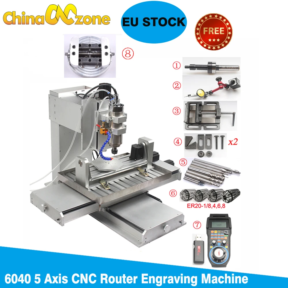 ЕС наличии ЧПУ 6040MACH3 USB 5 Ось фрезерный станок с резьба по дереву