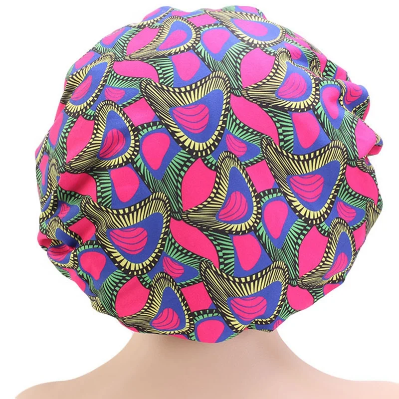 Фиолетовый Новый Экстра большой размер африканская узорная Атласная шапочка с