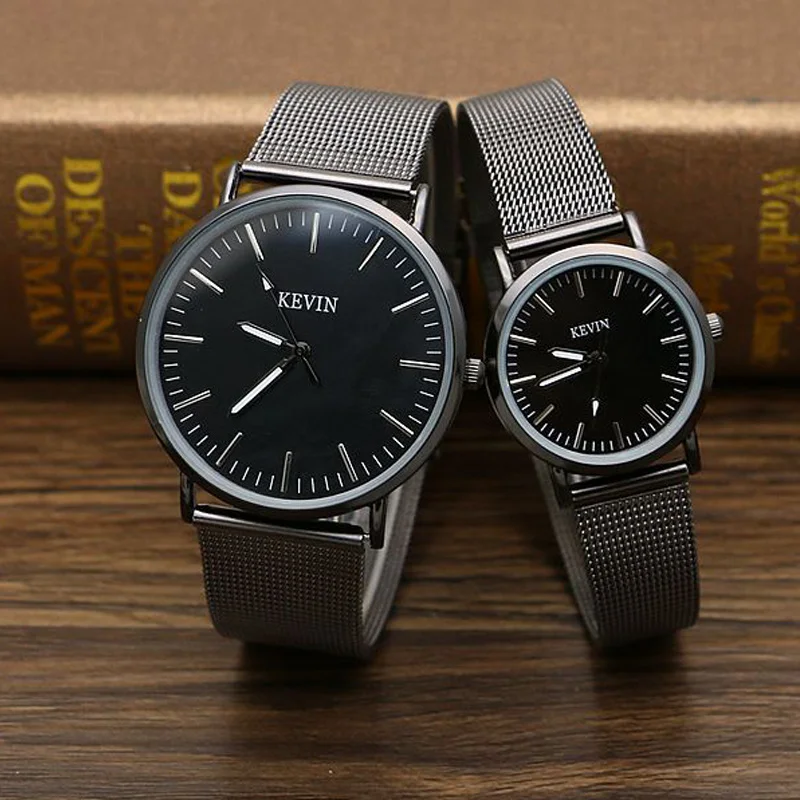 

Парные часы с сетчатым ремешком из нержавеющей стали, простые часы для влюбленных, школьные часы для студентов, подарки для мужчин и женщин, ...