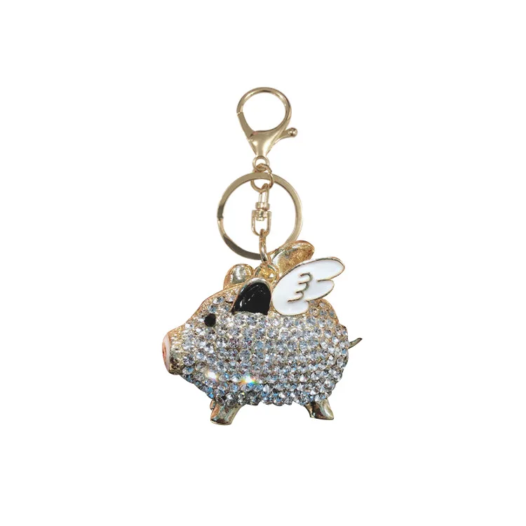 

Diamond flying piggy keychain zodiac car key chain ring cute keychain key chains diy keychain accessories key chains for women