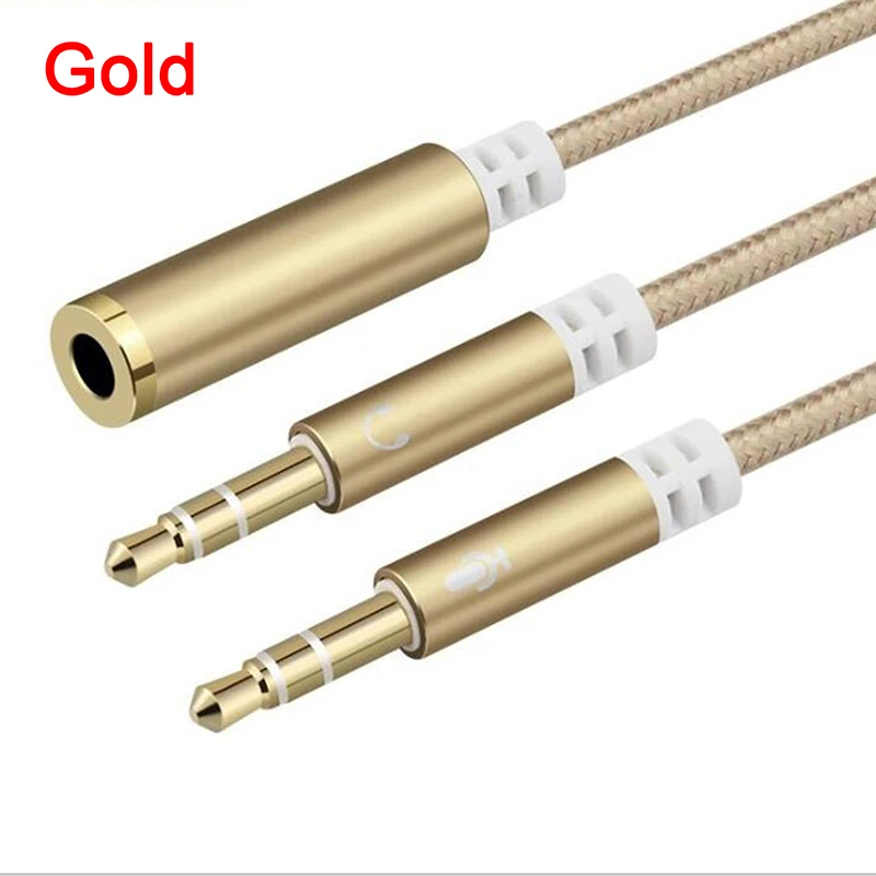 

Headset 3.5mm Splitter Adapter Audio Cable For PC Computer Earphone Headphone
