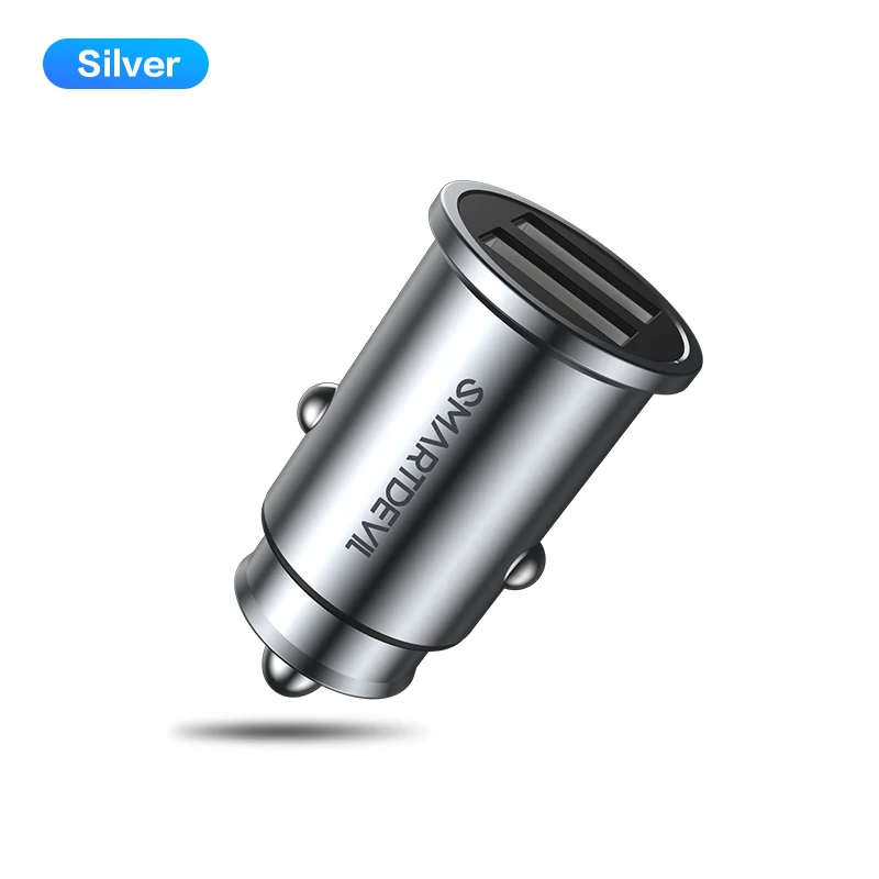 Silver Автомобильное зарядное устройство SmartDevil USB, быстрая зарядка 4.8A, зарядное устройство для мобильного телефона, 2 USB порта, быстрое зарядное устройство для iPhone, samsung, планшета, автомобильное зарядное устройство - Тип штекера: Silver