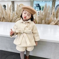high quality baby bow coat pant winter autumn warm girls thicken outerwear long sleeve cotton kids teenagers christmas gift