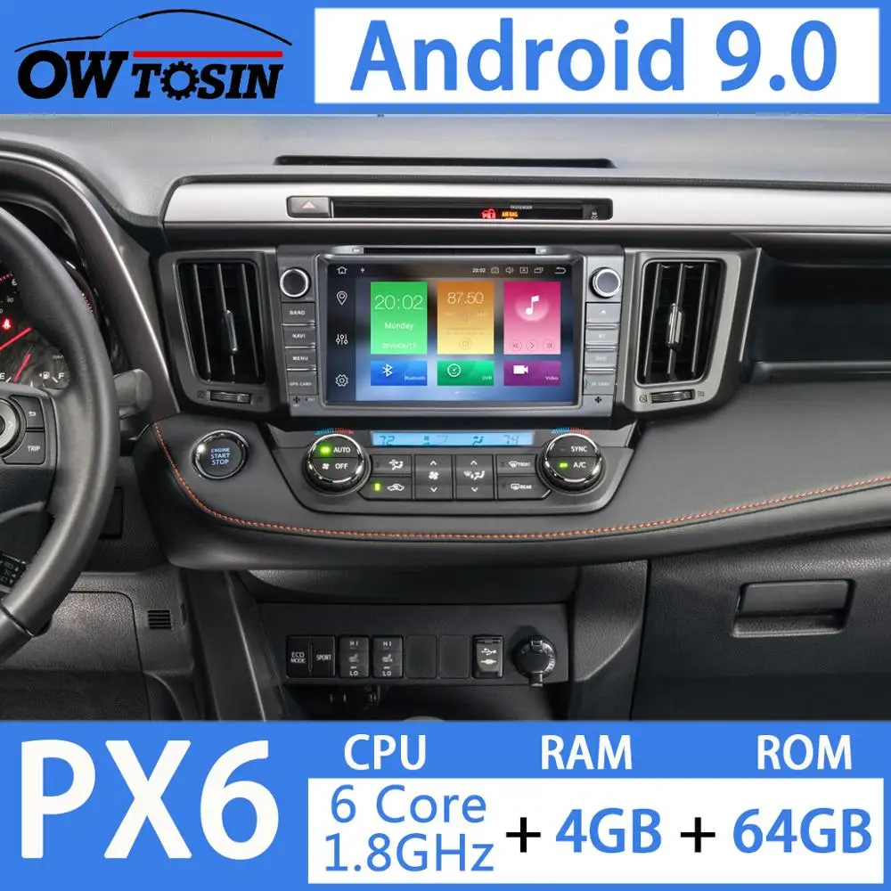 8 &quotPX6 4 Гб 64 ГБ Android 9 0 Автомобильный мультимедийный DVD радио GPS для Toyota RAV4 RAV 2012 2013