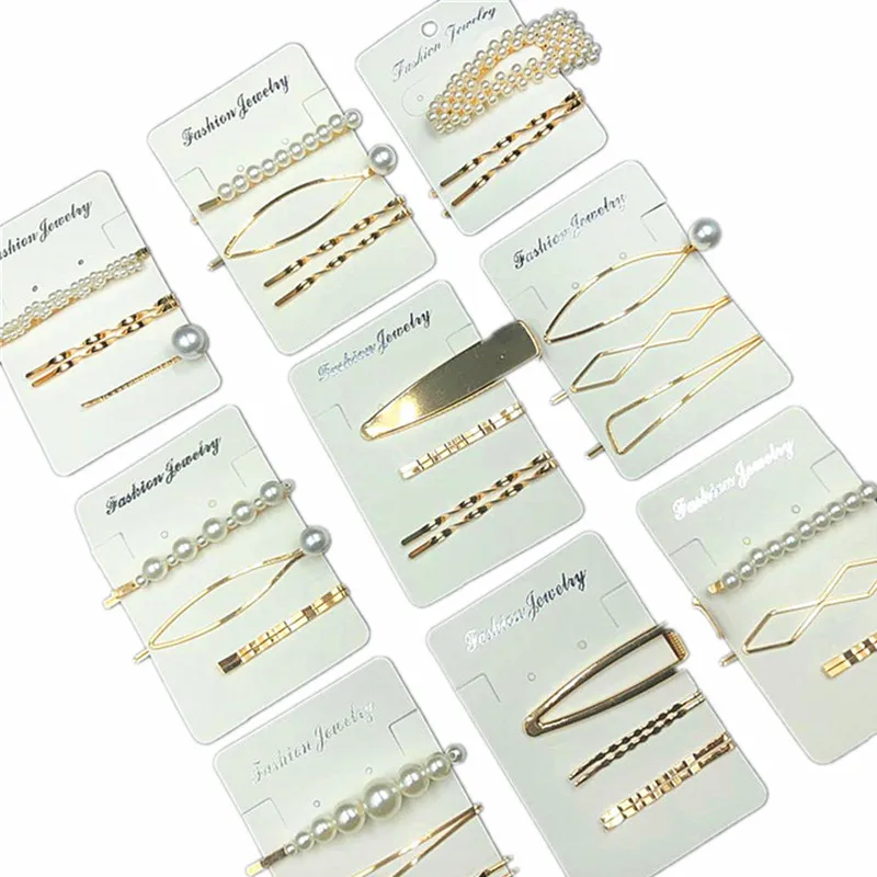 

Woman Pearl Hairpins Alloy Barrettes Geometric Gold Hair Clip Sweet Headwear Barrettes Headband Hair Accessories