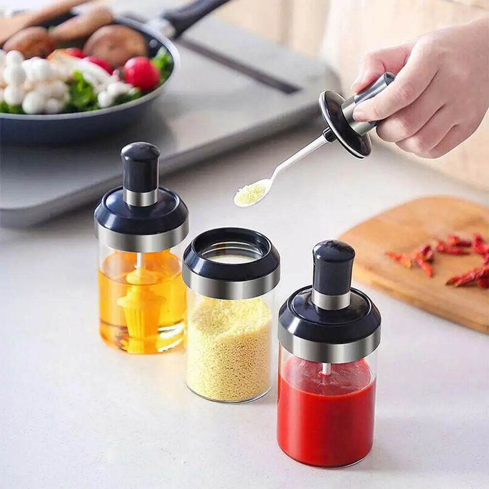 Стеклянная банка для специй бытовой контейнер приправы кухонный шейкер соли