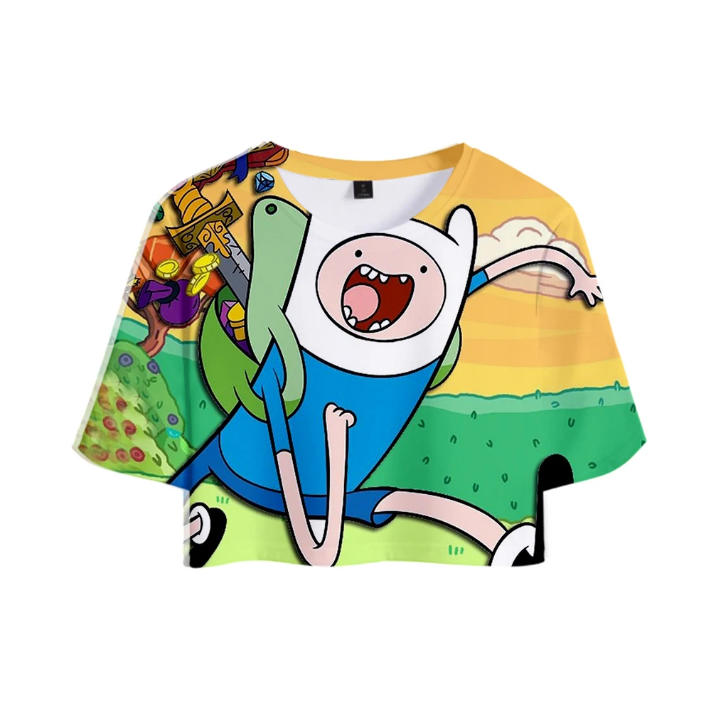 Adventure Time Print Midriff-baring футболка сексуальная женская модная популярная Повседневная футболка Harajuku короткий рукав горячая распродажа
