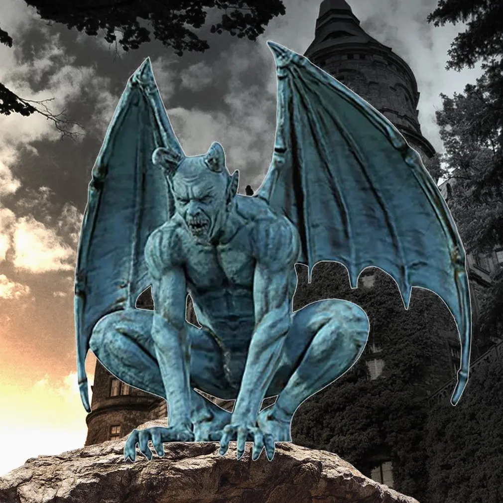 Ретро Статуя из смолы Gargoyle призрак демон крылья ангела летучая мышь монстр