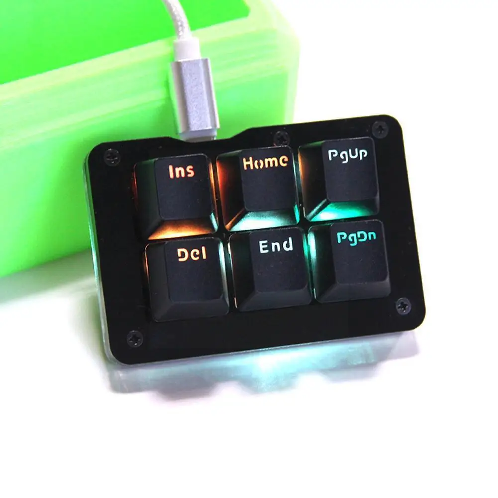 

New Programming Mini Type C Mechanical Keyboard RGB 6 Programing Backlight With Keycap Key Software Setting Keypad Custom S K0N7