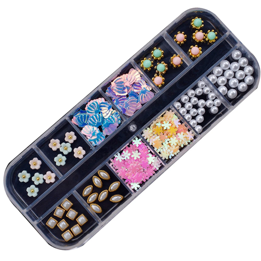 Multicolor Rhinestone Faux Pearl Glitter Nail Art Sequins Flake Manicure Decor Mixed Design Decorations for Arts Tool | Красота и