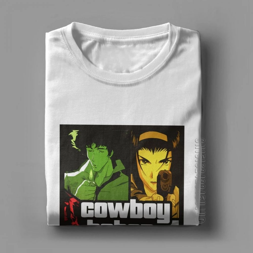 Cowboy Bebop GTA V Mosaic T-Shirt Men T Shirts Anime Spike Japanese Manga Jet Faye 100% Cotton Tee Shirt Gift Idea Tops O Neck | Мужская