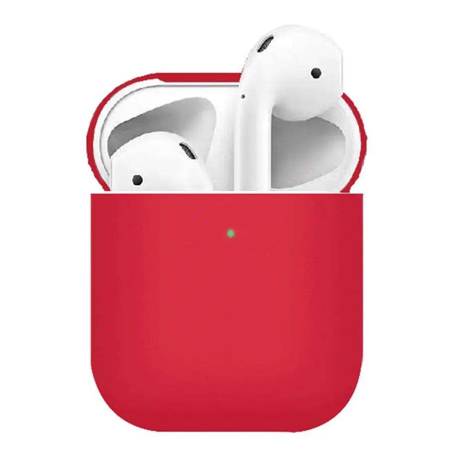 Crimson Силиконовый чехол для AirPods 2 Чехол для зарядки наушников чехол для Apple AirPods Air Pod 1 2 Bluetooth коробка гарнитура защитный чехол - Цвет: Crimson