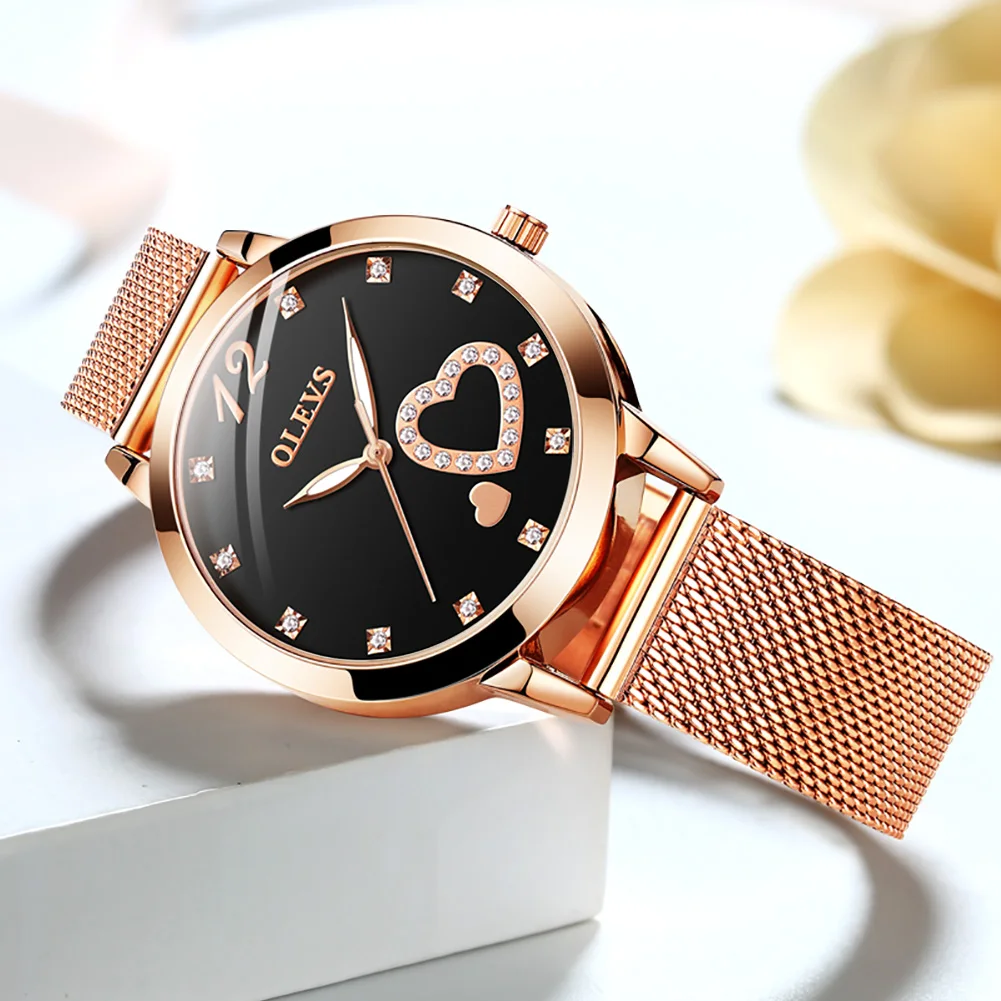 OLEVS Luxury Ladies Watch Women Waterproof Rose Gold Steel Strap Love Heart Women Wrist Watches Top Brand Bracelet Clocks enlarge