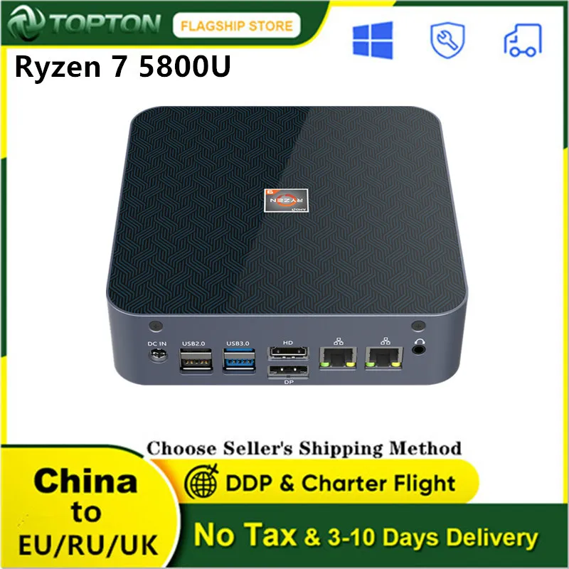 New AMD Ryzen Mini PC R7 5800U Windows 11/10 TPM2.0 Dual LAN NVMe SSD Vega Graphics Gaming PC HD DP Type-C WiFi Desktop Computer