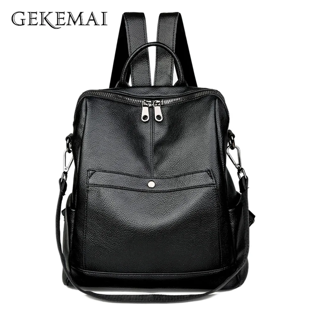 

3-in-1 Women Backpack Solid Color Soft Leather School for Teenage Girl Casual Travel Large Capacity Shoulder Bag Mochila Feminia