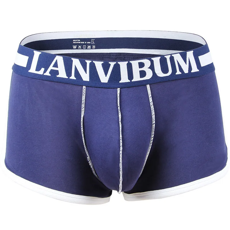 LANVIBUM мужские трусы боксеры cueca хлопковые Лоскутные Мягкие Трусы Шорты Мужские
