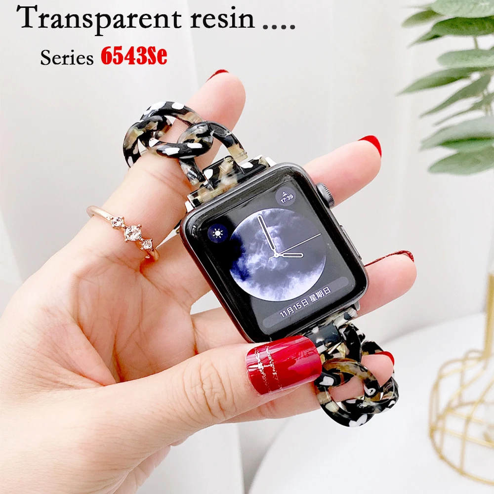 Ремешок полимерный для apple watch band 7 44 мм 40 мм 42 мм 38 мм, прозрачный браслет для iwatch 7 6 se series 5 4 3 41/45 мм