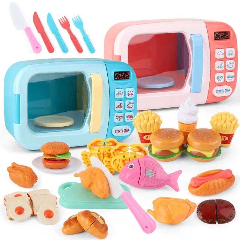 

Children's Kitchen Toys Simulation Microwave Oven Educational Toy Mini Kitchen Food Pretend Play Cutting Role Playing Girls Toys