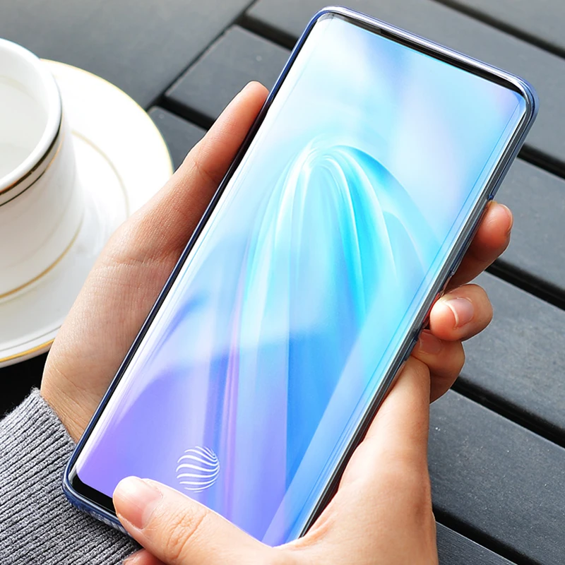 9H изогнутое прозрачное полное покрытие жидкое УФ Клей закаленное стекло для Vivo Nex