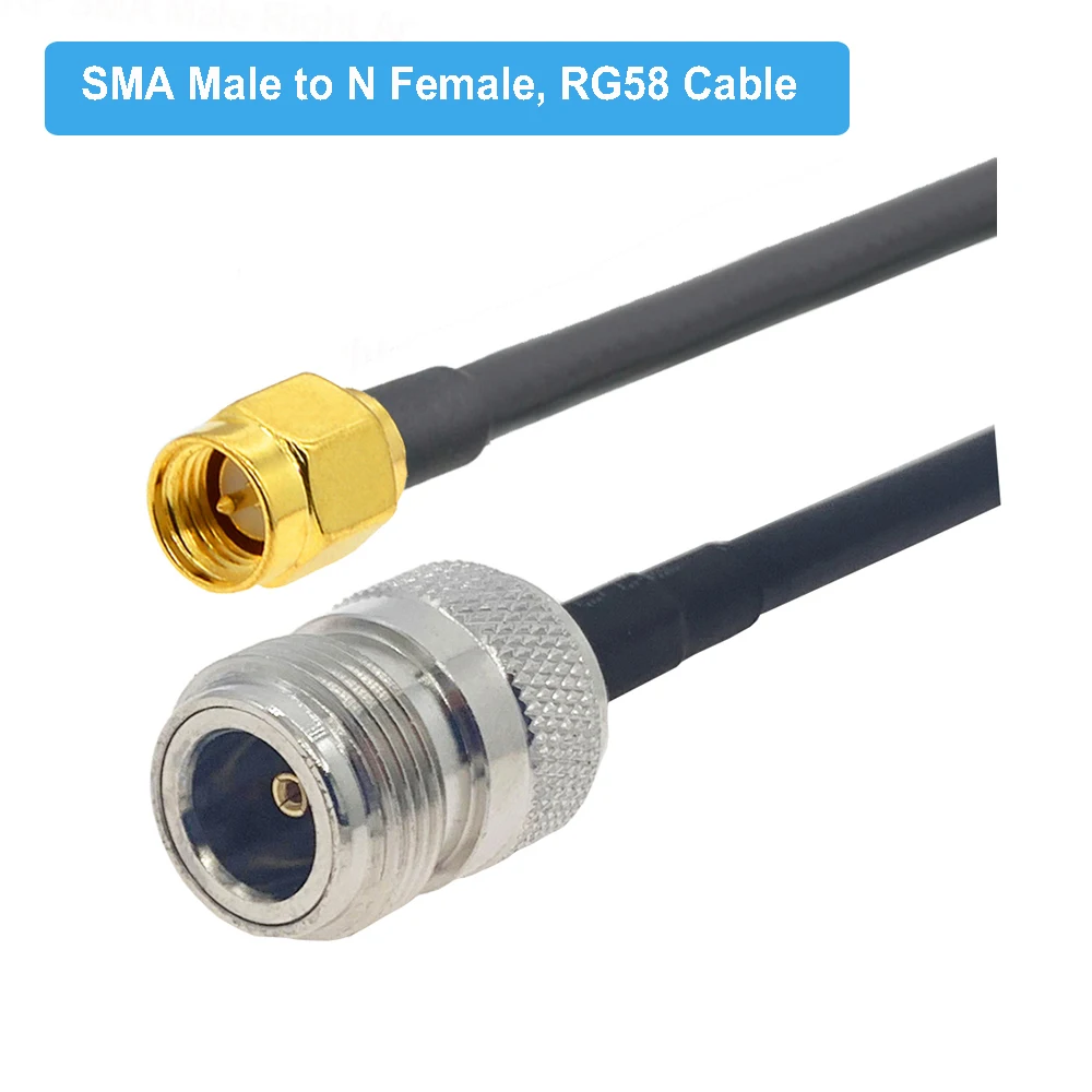 1 шт. RG58 N Тип штекер/гнездо к SMA штекер RF адаптер коаксиального кабеля косичка RG-58