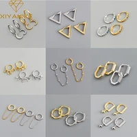 xiyanike silver color new arrival geometric hoop earrings for women fashion retro golden jewelry accessories wedding gift