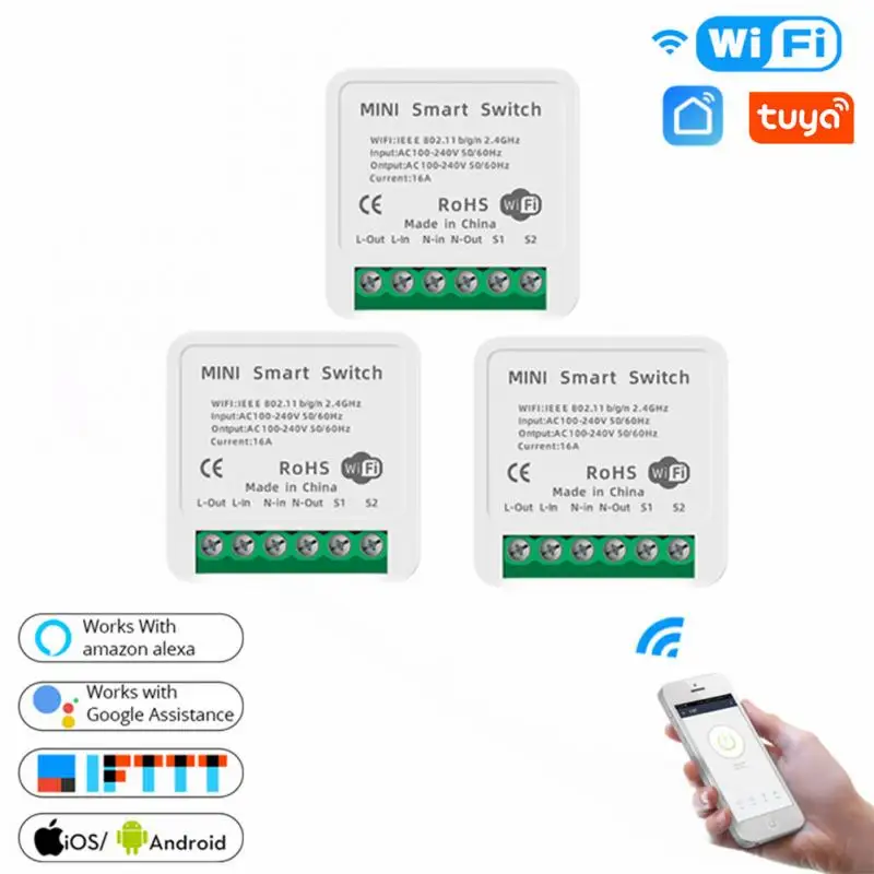 

16A Мини Смарт Wi-Fi для переключателя «сделай сам» поддерживает связь с 2-мя способ Управление Модуль Автоматизации "умный дом работает с Alexa ...