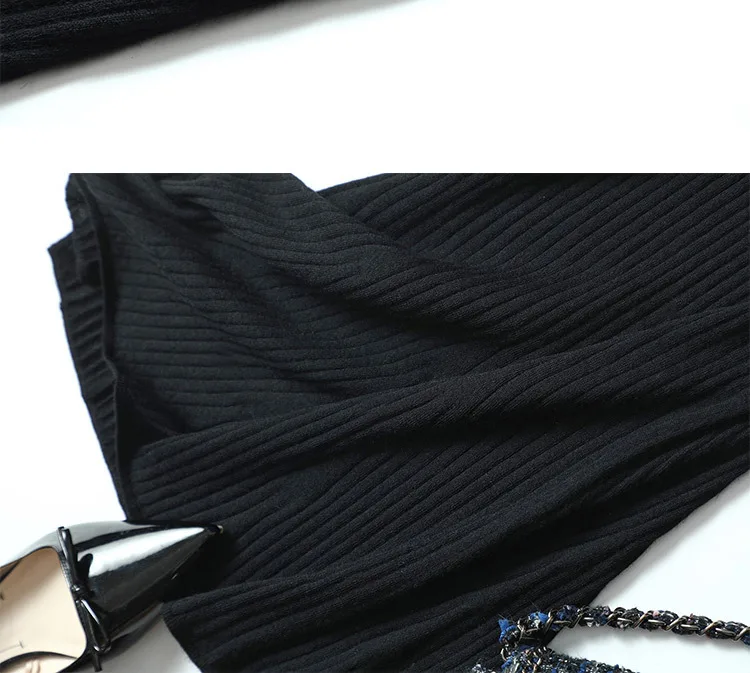 Shuchan Cashmere High Waist Mid Long Skirts for Women Warm Slim High Quality Fall Winter New Items A-Line Solid