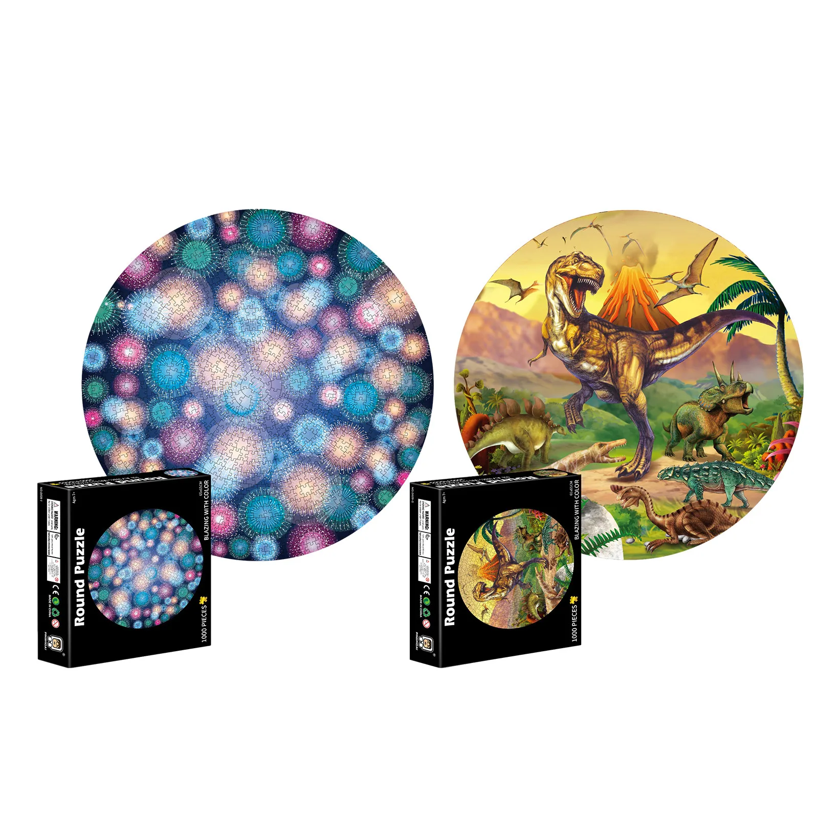 

1000 Pieces Round Jigsaw Puzzles Educational Toy Scenery Dinosaur Puzzle Game Toys for Adults Kids Collection Gifts Dropship